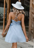 Vestido mini azul de verano con escote en V